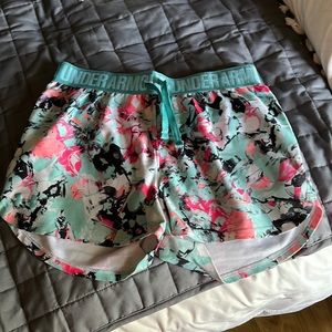 Under armour shorts, teal-multicolor, youth large